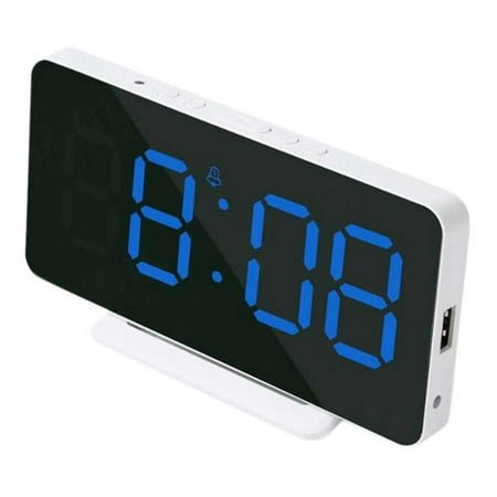 ADVEN LED Mirror Alarm Clock Electronic Alarm Clock Adjustable Mirror Bedside Clock