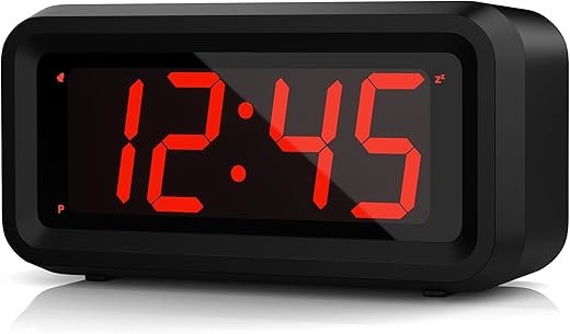 Alarm Clock, LED Digital Clock, Small Wall Clock, Battery Operated, Adjustable 3-Level Led Brightness, Dim Night Mode, 12/24Hr, Cordless, Constantly 1.2'' Digits Display for Bedroom/Travel,Easy to Set