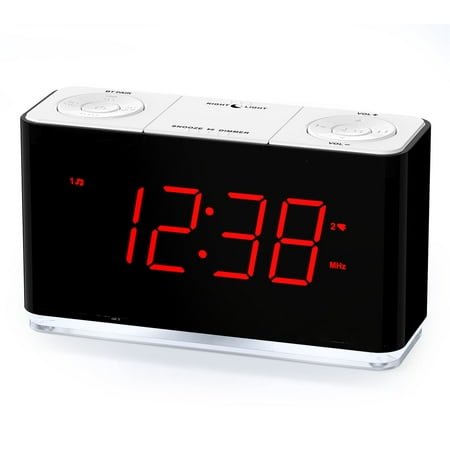 Alarm Clock Radio with Bluetooth, Dual Alarm, Nightlight, Dimmable Red LED Display, iTOMA