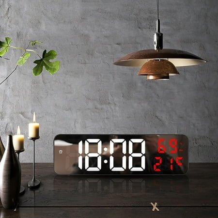 Alarm Clocks for Bedrooms, Hangable Electronic Clock, Mute 12/24 Hour Conversion Large Screen Wall Hanging LED Alarm Clock