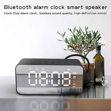 AURIGATE Alarm Clock Radio, 4.8 LED Display Clock with Bluetooth, FM Radio, Dual Alarm, Sleep Timer, Snooze, Auto & Manual Dimmer, USB Charger and Night Light