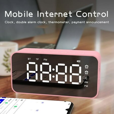 AURIGATE Alarm Clock Radio, 4.8 LED Display Clock with Bluetooth, FM Radio, Dual Alarm, Sleep Timer, Snooze, Auto & Manual Dimmer, USB Charger and Night Light