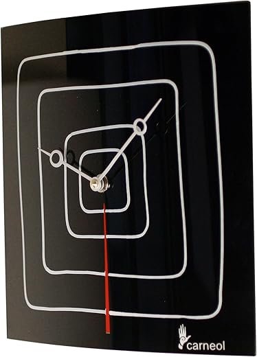 Black Glass Art Clock with White Squares