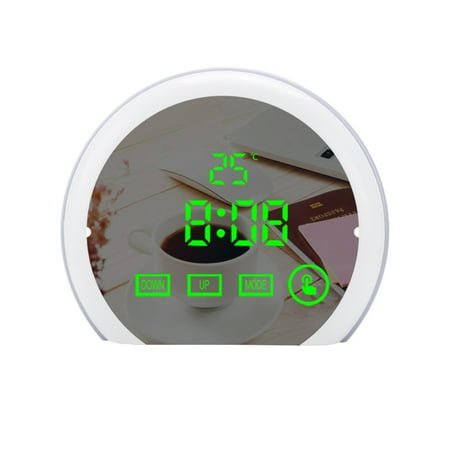 Blasgw Smart Alarm Clock Ambient Light Multi-function Alarm Clock Night Light Mirror LED Alarm Clock Green