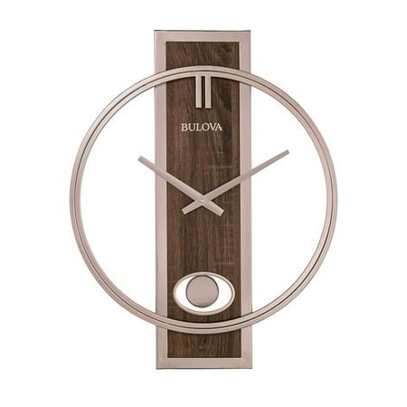 Bulova C4117 Phoenix Minimalist Metal Slow Swing Pendulum Wall Clock, Champagne