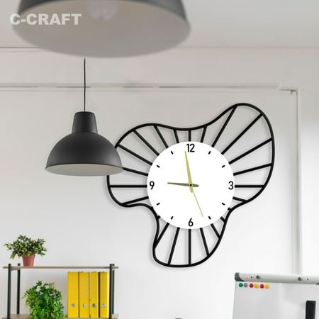 C-CRAFT Mid Century Modern Wall Clock Silent 14 Inch for Living Room Wall Decor