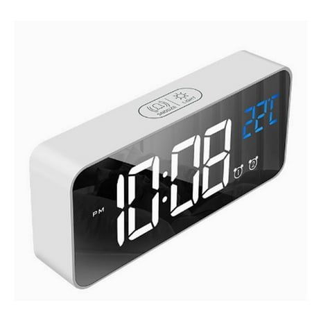 CCOCC Alarm Clock,Touchscreen Digital Clock with Adjustable Brightness and Music Options,Energy-Saving Bedside Clock with Memory and Snooze Function