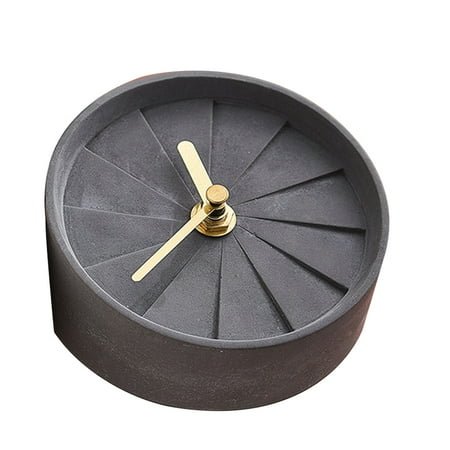 Cement Clock Easy to View Round Clocks Vintage Decor Hatch Alarm Mini Small for Bathroom Desk Student Travel