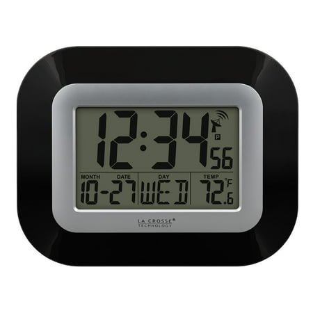 CLOCK ATOMIC WALL BLACK (Pack of 1)