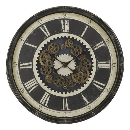 Clocks - 30 Round - Gear Mechanism - Large Oversized - Wall Clock - Brown