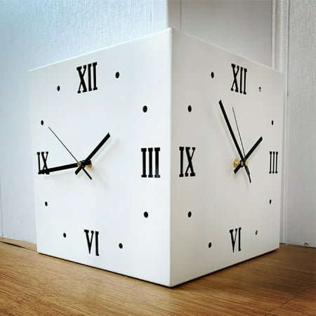 Corner Clock Double-Sided Wall Clock Living Room Creative Simple Modern Two-Side Wall Clock Punch-Free Fashion Yang Angle Clock Ins Style