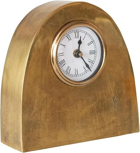 Creative Co-Op Metal Mantel Clock for Display, Antique Gold