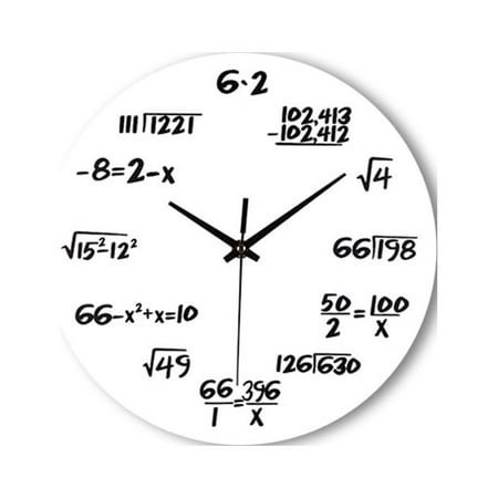 Creative Mathematical Formula Wall Clock Quartz Clock Home Decor Teacher Gift for Classroom Home Office (White)