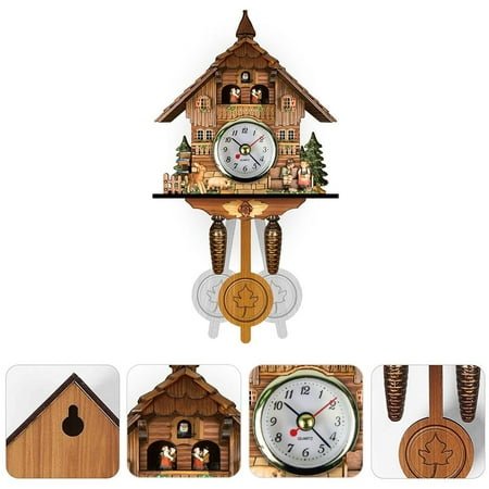 Cuckoo Clock Antique Wooden Cuckoo Birdhouse Wall Clock Home Decor Hanging Cuckoo Clock Auto Swing Bell Pendulum Home Decor