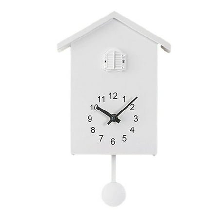 Cuckoo Wall Clocks Fashion Creative Pendulum Clocks Birds House Battery Powered Cuckoo Sound Wall Clock For Living Room Kitchen White