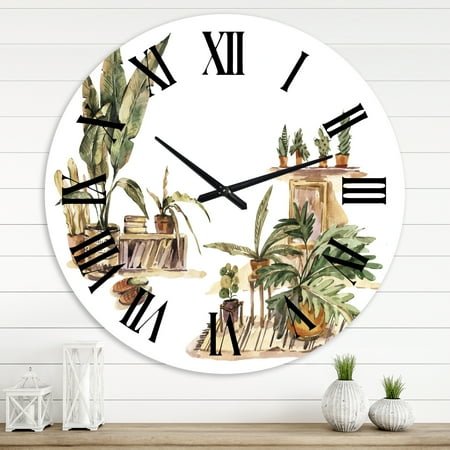 Designart 'Indoor House Plants Urban Jungle Iii' Traditional Wall Clock