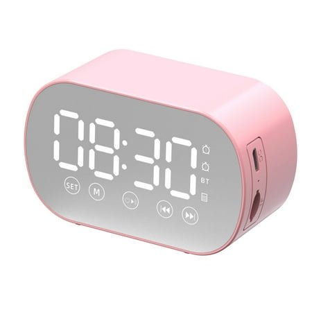 DESIGNICE Bluetooth Speaker touchscreen Buttons Alarm Clock Quiet Timekeeping Alarm Clocks for Bedrooms Pink