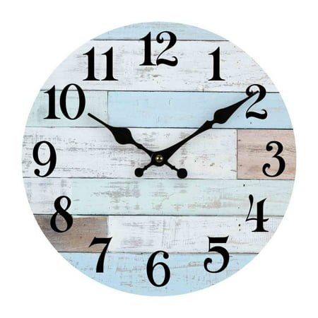 DESIGNICE Wall Clock,Silent Quartz Movement Large Wall Clock,Wood Finish Clear Large Numbers Small Wall Clock,Style5