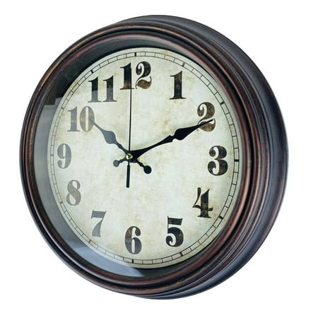 DESIGNICE Wall Clock,Vintage European Design Bathroom Clock,Artistic Clock Design Wall Clocks Battery Operated,12,Brown