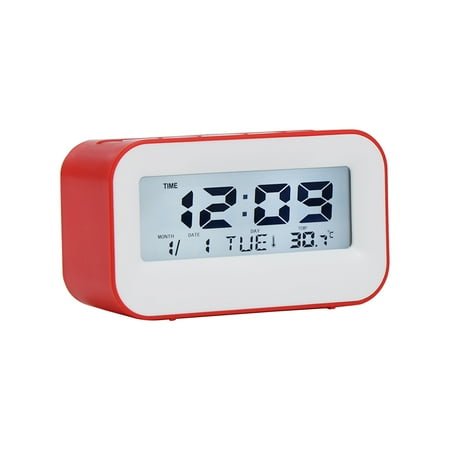 Digital Alarm Clock, LCD Digit Backlit Display, Sunrise Alarm Clocks with Temperature, Snooze Function, Perpetual Calendar Alarm Clock,Date, Sunday, 12/24hr