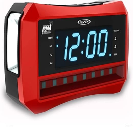 Digital AM/FM Weather Band Alarm Clock Radio with NOAA Weather Alert, Emergency Light and Built-in Flashlight