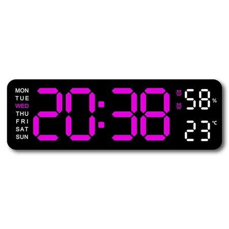 Digital Wall Clock,13 Large Wall Clock,Digital Calendar,Large Display Digital Clock,LED Digital Clock with Remote Control,Countdown Dimmer Large Clock with DST Date Week Temperature R7K4