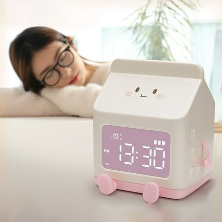 DNHAQB Milk Carton Alarm Clock, Led Display Alarm Clock, Desktop Decorative Digital Clock, Wake-Up Countdown Clock with Data Cable