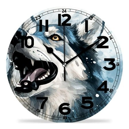 erolrail Rustic Wall Clock,Silent Non Ticking Wall Clocks for Living Room,Bedroom,Kitchen 12IN Thai Bang-Kaew Dog Cute