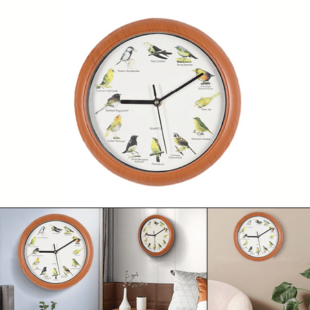 Fakrich Singing Bird Wall Clock Decorative Clock 10 Inch,Bird Wall Clock Bird Clock,Ornaments Quiet Creative Wall Hanging Clock Decor for Bedroom, Living Room