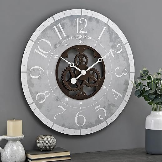 FirsTime & Co. Bronze Carlisle Gears Clock, American Designed, Bronze, 27 x 2 x 27 inches (31187)