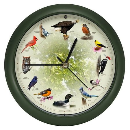 Fox Valley Traders Black LED Round Wall Clock, BIRD8 8IN