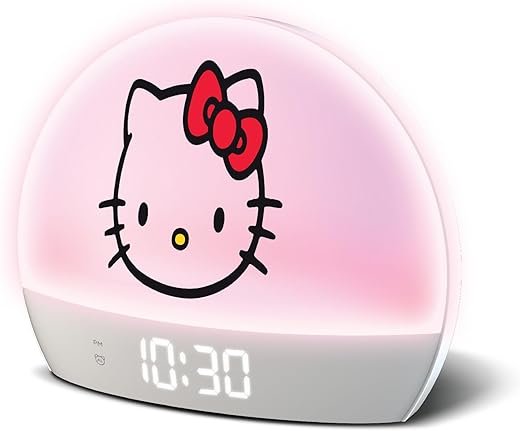 Hello Kitty Sunrise Alarm Clock - Multicolor Lights, USB Charging, LED Display, and Snooze Function