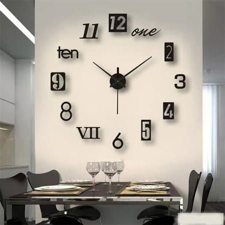 HICESS Acrylic Wall Clock Precise Timing Luminous Large Numbers Silent 3D Effect Acrylic Wall Art Decor Mute Clock Living Room Decor