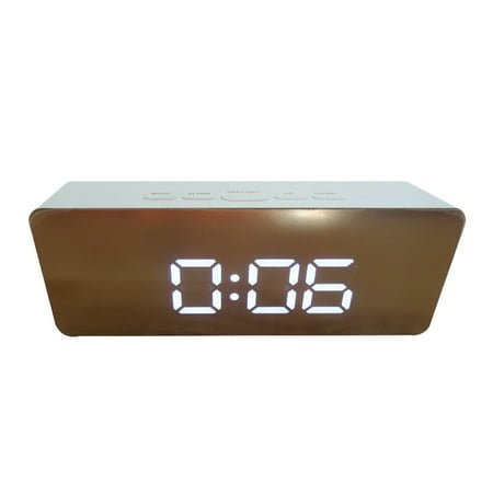 Hi.FANCY LED Screen Alarm Clock Mirror Clocks Large Display Multi-function Numbers Bedside Digital Clock