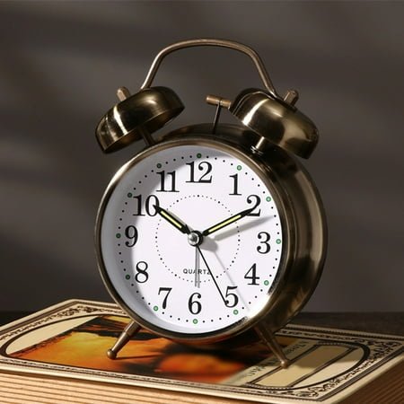 Home Decor Alarm Clock 4-Inch Red Bronze Alarm Clock Silent Clock Creative Retro Clock Brass Color