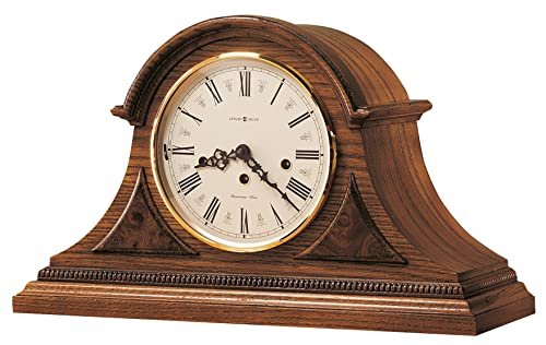 Howard Miller Worthington Mantel Clock 613-102 ? Oak Yorkshire Finish, Antique Home Dcor, Solid Brass Bezel, Glass Crystal, Key-Wound, Single Chime Movement