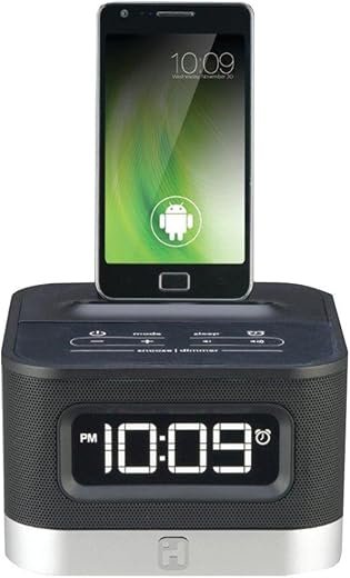 IHMIC50B - IHOME iC50B Universal Charging FM Stereo Alarm Clock Radio for Android (TM) Smartphones