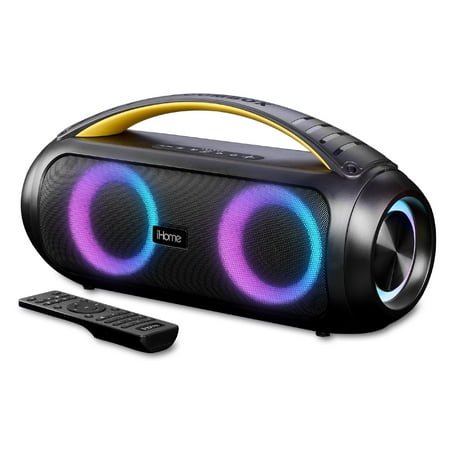 iHome Bluetooth Speaker Boombox with FM Radio, Color Changing Lights and Remote Control