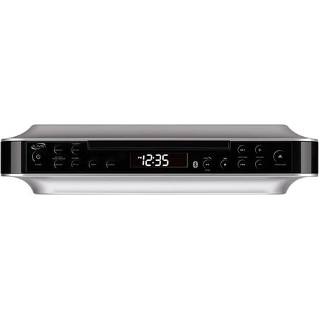 iLive Bluetooth Under Cabinet Radio FM CD and MP3 player, USB, AUX in, Wireless Music System with Kitchen Timer, Digital Clock, with Remote Control IKBC384SMP3U