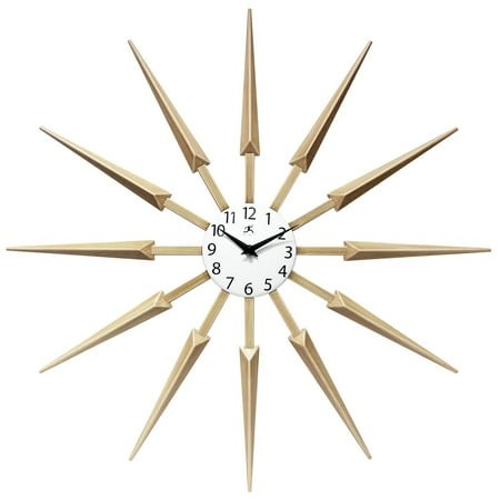 Infinity Instruments Celeste Starburst Mid-Century Modern Unique Large Wall Clock 24 inch by - 24.5 x 1.75 x 24.5 Tan N/A