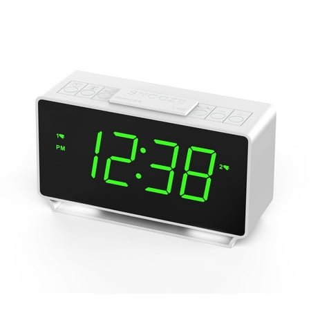 iTOMA Digital Alarm Clock,White, 1.4''LED Display, USB/Battery Operated, Small, Travel Clock