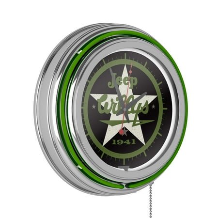 Jeep Willys 1941 Retro Neon Analog Wall Clock with Pull Chain