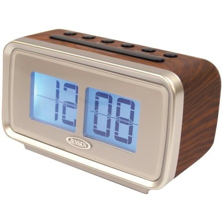 Jensen JCR-232 AM/FM Dual Alarm Clock with Digital Retro Flip Display