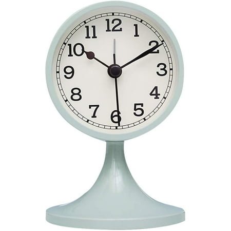 JISBEIFHA Buddy Silent Alarm Clock Vintage Bedside Desk Non-Ticking Travel Clock MintA8135