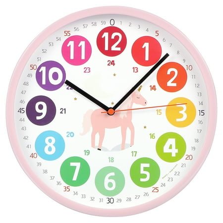 Kids Learning Clock Nursery Wall Clock Silent Clock Colorful Number Clock Playroom Classroom Wall Clock Telling Time Teaching Aid