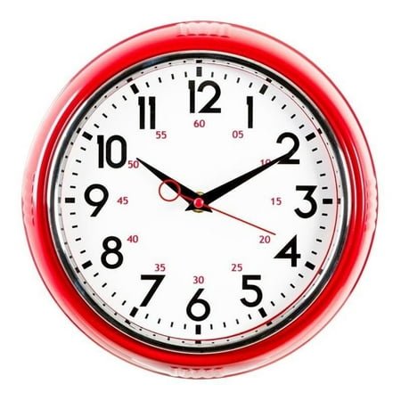 kieragrace KG Retro Retro Wall Clock 4 Pack Red Red Plastic