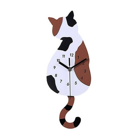 LadaidraBF Silent for Cat Pendulum Wall Clock with Moving Tail Whimsical Funny Wall Clocks for Home Office Apartment Cafe Xmas Gift