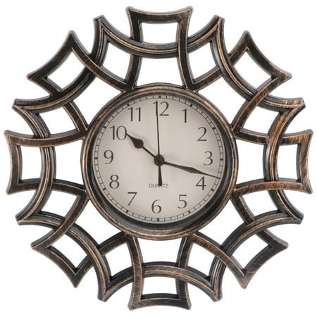 landege Vintage Dial Clock European Hollowed-out Silent Clock 3D Large Decorative Wall Clock for Living Room Bedroom Kitchen(Black)