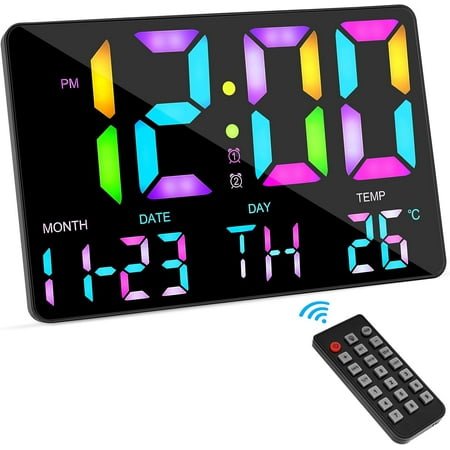 Large Display Digital Wall Clock with Countdown Timer Auto Dimming Remote Control