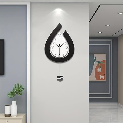 Large Wall Clock for Living Room Decor Big Pendulum Modern Wall Clock Silent Non Ticking Battery Operated 28.7 Inch Wall Clock for Kitchen Bedroom Bathroom Office Indoor Home Decorative